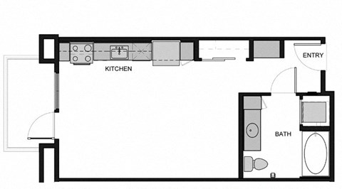 Floor plan for studio, 1 bath, 493 sqft